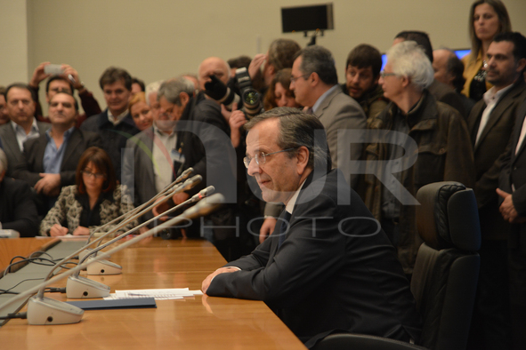Prime Minister Antonis Samaras accepts his defeat