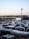 Tents In A Makeshift Shelter At Al-Durra Stadium 