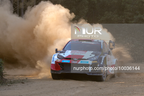 Kalle ROVANPERA (FIN) and Jonne HALTTUNEN (FIN) in TOYOTA GR Yaris Rally1 HYBRID in action SS1 Lousa of WRC Vodafone Rally Portugal 2023 in...