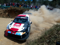 Elfyn EVANS (GBR) and Scott MARTIN (GBR) in TOYOTA GR Yaris Rally1 HYBRID in action SS4 Lousa of WRC Vodafone Rally Portugal 2023 in Lousa -...