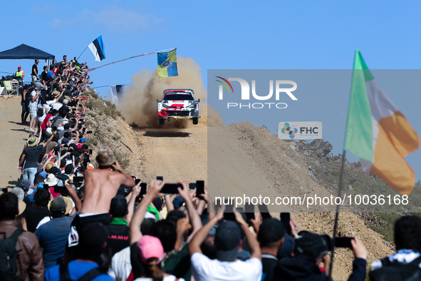 Kalle ROVANPERA (FIN) and Jonne HALTTUNEN (FIN) in TOYOTA GR Yaris Rally1 HYBRID in action SS7 Mortagua of WRC Vodafone Rally Portugal 2023...