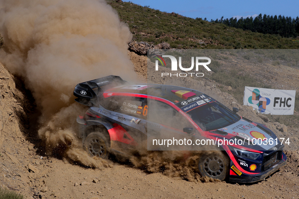 Daniel SORDO (ESP) and Candido CARRERA (ESP) in HYUNDAI i20 N Rally1 HYBRID in action SS7 Mortagua of WRC Vodafone Rally Portugal 2023 in Lo...