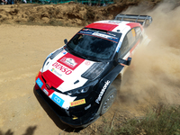 Kalle ROVANPERA (FIN) and Jonne HALTTUNEN (FIN) in TOYOTA GR Yaris Rally1 HYBRID in action SS4 Lousa of WRC Vodafone Rally Portugal 2023 in...