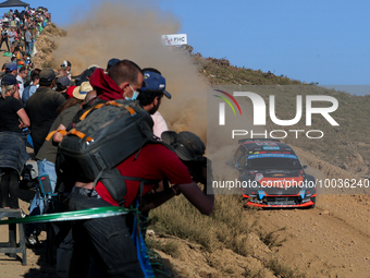 Armindo ARAUJO (PRT) and Luis RAMALHO (PRT) in SKODA Fabia Evo in action SS7 Mortagua of WRC Vodafone Rally Portugal 2023 in Lousa - Portuga...