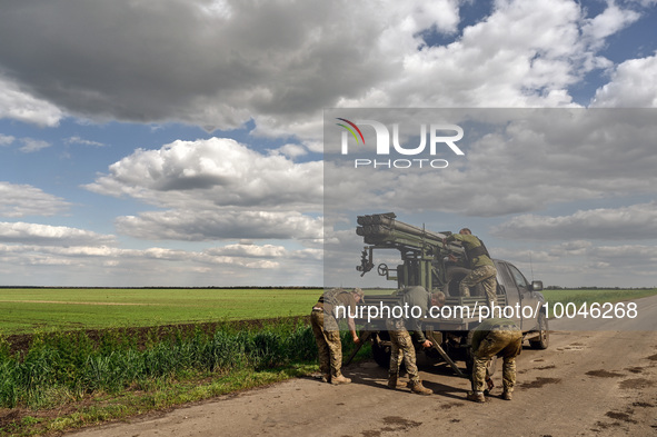 ZAPORIZHZHIA REGION, UKRAINE - MAY 12, 2023 - Servicemen of one of the brigades of the Territorial Defence Forces of the Armed Forces of Ukr...