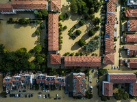 The town of Lugo (Emilia - Romagna) under water , on May 18, 2023. The Grand Prix event in Imola, northern Italy, originally scheduled for t...