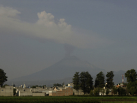 View of the Popocatepetl volcano during eruption in the state of Puebla, Mexico.

This Monday, the Government of the State of Puebla and C...