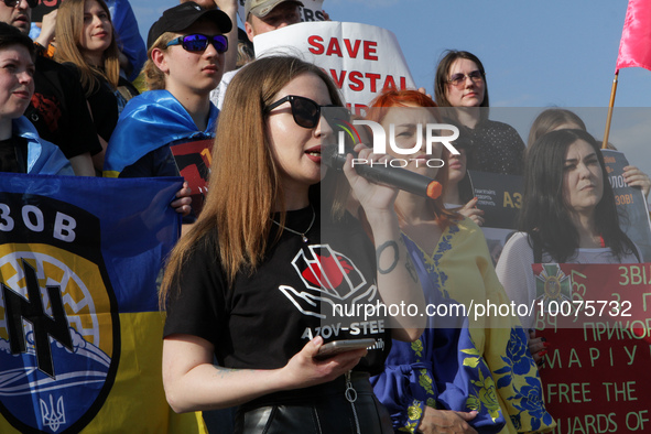 DNIRPO, UKRAINE - MAY 20, 2023 - Activists hold a peaceful rally at the Festyvalnyi Quay to express their support for the Azov military pers...