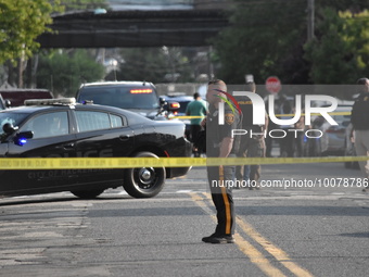 Person shot in shooting at a local park in Hackensack, New Jersey, United States on May 23, 2023. One person was shot near Carver Park on Se...
