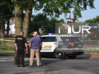 Person shot in shooting at a local park in Hackensack, New Jersey, United States on May 23, 2023. One person was shot near Carver Park on Se...