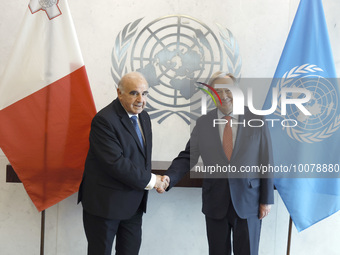 UN Secretary General Antonio Guterres meets with H.E. Mr. George Vella, President, Republic of Malta at the United Nations Head quarters on...