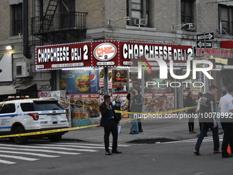 New York City Police Department on the scene of a shooting in Manhattan, New York, United States on May 23, 2023. One person was shot on Bro...