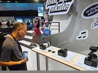 SHANGHAI, CHINA - MAY 24, 2023 - Sony cameras on display at the Sony Expo 2023 in Shanghai, China, May 24, 2023. (