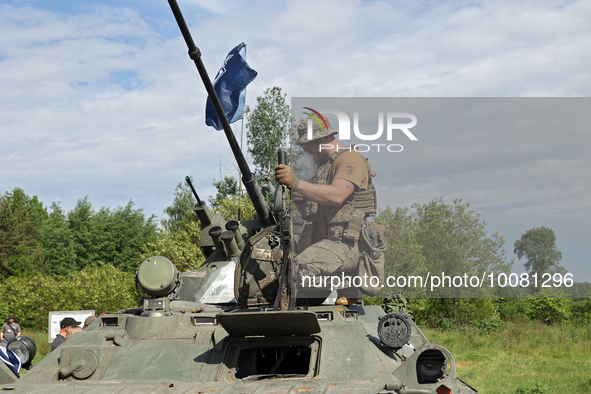 NORTHERN UKRAINE - MAY 24, 2023 - A briefing of the Liberty of Russia Legion and the Russian Volunteer Corps (RDK) takes place near the bord...