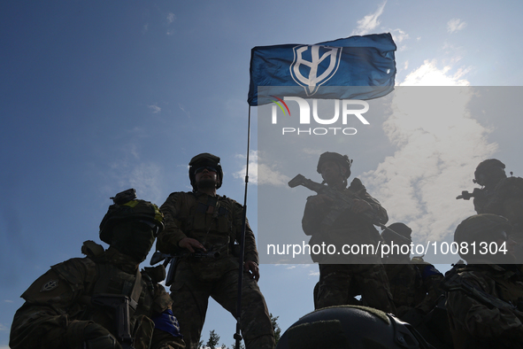 NORTHERN UKRAINE - MAY 24, 2023 - Representatives of the Liberty of Russia Legion and the Russian Volunteer Corps (RDK) hold a briefing near...