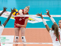 Halimatou Bah (FRA), Magdalena Stysiak (POL) during Poland vs France, volleyball friendly match in Radom, Poland on May 25, 2023. (