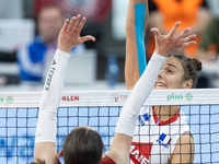 Katarzyna Wenerska (POL), Amelie Rotar (FRA) during Poland vs France, volleyball friendly match in Radom, Poland on May 25, 2023. (