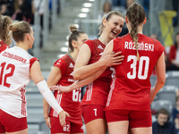 Monika Galkowska (POL), Olivia Rozanski (POL) during Poland vs France, volleyball friendly match in Radom, Poland on May 25, 2023. (