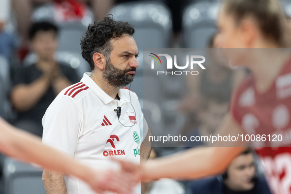 Trener Stefano Lavarini during Poland vs France, volleyball friendly match in Radom, Poland on May 25, 2023. 