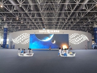  A view of the exhibition hall of Zhuhai Space Center in Zhuhai city, South China's Guangdong province, May 26, 2023. The exhibition hall of...