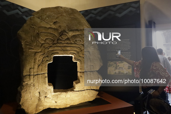 May 25, 2023, State of Morelos, Mexico: The exhibition of the pre-Hispanic monolith ''Monster of the Earth'' or ''Portal of the Underworld''...