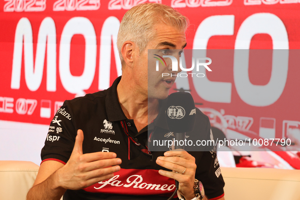 Alessandro Alunni Bravi during a press conference ahead of the Formula 1 Grand Prix of Monaco at Circuit de Monaco in Monaco on May 26, 2023...