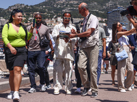 Lewis Hamilton of Mercedes arrives at the paddock ahead of the F1 Grand Prix of Monaco at Circuit de Monaco on May 26, 2023 in Monte-Carlo,...
