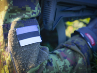 A member of the Estonian Defence Forces is seen during an exercise near Tapa, Estonia on 19 May, 2023. Estonia is hosting the Spring Storm N...