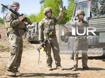 British army soldiers are seen during an exercise near Tapa, Estonia on 20 May, 2023. Estonia is hosting the Spring Storm NATO exercises inv...