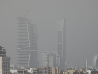 Haze caused by dust covers skyscrapers and the city of Limassol on the southeastern Mediterranean island of Cyprus. Sunday, May 28, 2023. A...