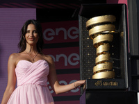 A hostess with the Trofeo Senza Fine after the 106th Giro d'Italia 2023, Stage 21 a 126km stage from Rome to Rome / #UCIWT / on May 28, 2023...