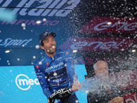 Thibaut Pinot of France and Team Groupama - FDJ - Blue Mountain Jersey celebrates at podium during the 106th Giro d'Italia 2023, Stage 21 a...