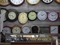  Watches are kept for sale inside the watch shop as it rains in Srinagar,Kashmir on June 01, 2023. Rains continued across Jammu and Kashmir...