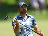 Jason Day of Australia waits on the 9th green during the first round of the 48th Memorial Tournament presented by Workday at Muirfield Villa...