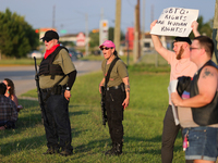 Some pro-LGBTQ protestors are heavily armed, June 3, 2023.  (
