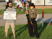 Some pro-LGBTQ protestors are heavily armed, June 3, 2023.  (
