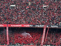 USM Alger fans cheer the team during the 2022/2023 CAF Football Confederation Cup Final between USM Alger of Algeria and young african tanza...
