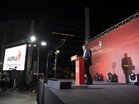Leader of MeRa25 - Diem 25 political party Yanis Varoufakis speaks at a pre-election campaign rally in the Greek capital, at Kotzia Square b...