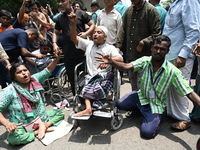 Disabled people protest demanding to raise their government allowance, in Dhaka, Bangladesh, on June 4, 2023.

 (