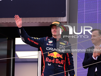 Max Verstappen of Red Bull Racing Honda celebrate on podium during race of Spanish GP, 8th round of FIA Formula 1 World Championship in Circ...
