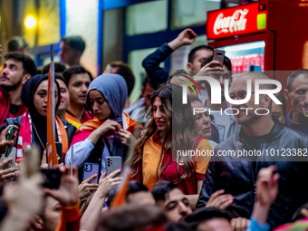 

Galatasaray fans are celebrating the championship title of Galatasaray in Taksim, Istanbul, on May 4th, 2023 (