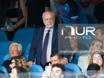 Aurelio De Laurentiis president of SSC Napoli and Giorgio Armani during the Serie A match between SSC Napoli and UC Sampdoria at Stadio Dieg...