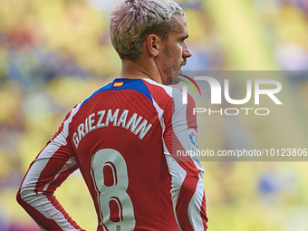 Antoine Griezmann of Club Atletico de Madrid looks on during the LaLiga Santander match between Villarreal CF and Club Atletico de Madrid at...