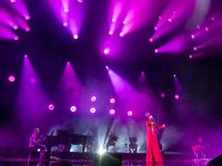 Elisa Toffoli, as know with Elisa stage name and Dario Faini, as know with Dardust pseudonym, during they live performs at Arena di Verona f...