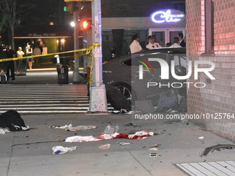 Blood at the scene. Multiple pedestrians were struck in Manhattan, New York City, United States on June 4, 2023. At around 8:00 PM Eastern T...