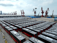 LIANYUNGANG, CHINA - JUNE 5, 2023 - A large number of vehicles wait to be loaded at the port of Lianyungang, East China's Jiangsu province,...
