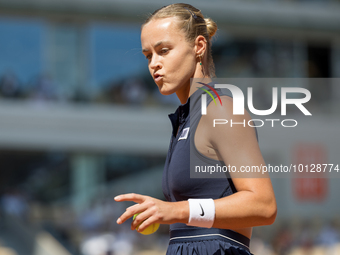 Anna Karolina Schmiedlova during Roland Garros 2023 in Paris, France on June 5, 2023. (