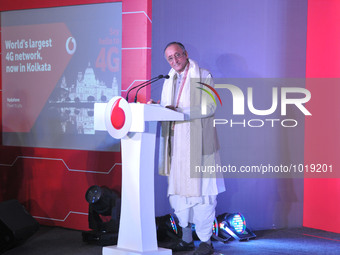 Amit Mitra State Finance Minister addressing  at the launch of Vodafone 4G services in Kolkata, on January 25, 2016. (