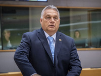 Prime Minister of Hungary Viktor Orban  at the Tour de Table - Round Table at the headquarters of the European Council meeting in Brussels w...
