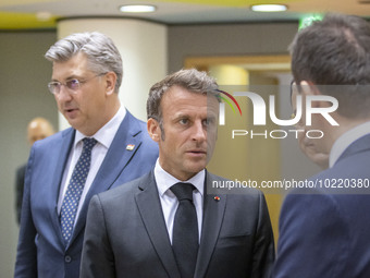 Emmanuel Macron President of the Republic of France as seen with  Andrej Plenkovic Prime Minister of Croatia at the Tour de Table - Round Ta...
